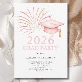 Modern Pink Gold 2026 Grad Party  招待状