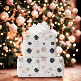 Modern Pink Gold Abstract Christmas Wrapping Paper ラッピングペーパー