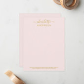 Modern Pink Gold Custom Calligraphy Name Business ノートカード (正面/裏面インサイチュ)