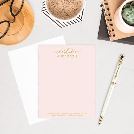 Modern Pink Gold Custom Calligraphy Name Business ノートカード