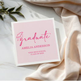 Modern Pink Graduation Class of 2026 スタンダードカクテルナプキン
