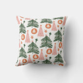 Modern Pink Green Christmas Tree Pattern Holiday クッション (裏面)