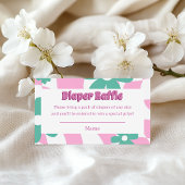 Modern Pink & Green Floral Diaper Raffle エンクロージャーカード