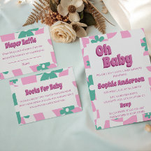 Modern Pink & Green Floral Diaper Raffle
