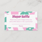 Modern Pink & Green Floral Diaper Raffle エンクロージャーカード (正面)