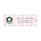 Modern Pink Green Golf Graduation Return Address ラベル (正面)