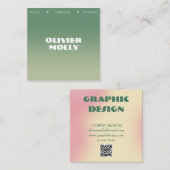 Modern Pink & Green Gradient Business Card スクエア名刺 (正面/裏面)