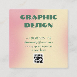 Modern Pink & Green Gradient Business Card スクエア名刺