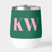 Modern Pink Green Monogram Initials Personalized (正面)