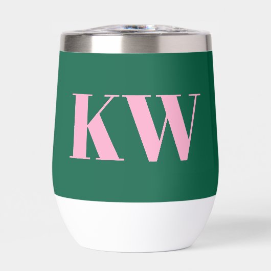 Modern Pink Green Monogram Initials Personalized (正面)