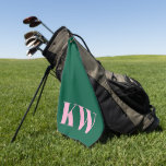 Modern Pink Green Monogram Initials Personalized ゴルフタオル<br><div class="desc">Modern Pink and Green Preppy Monogram Initials Personalized Golf Towel</div>