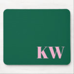 Modern Pink Green Monogram Initials Personalized マウスパッド<br><div class="desc">Modern Pink and Green Monogram Initials Personalized Mouse Pad</div>