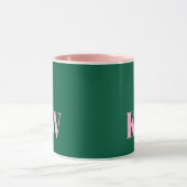 Modern Pink Green Monogram Initials Personalized マグカップ (中央)