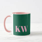 Modern Pink Green Monogram Initials Personalized マグカップ (左)