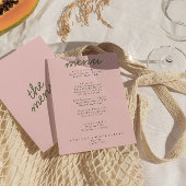 Modern Pink Green Whimsical Summer Fun Wedding メニュー