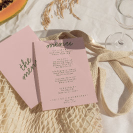 Modern Pink Green Whimsical Summer Fun Wedding メニュー