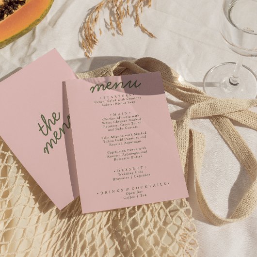 Modern Pink Green Whimsical Summer Fun Wedding メニュー