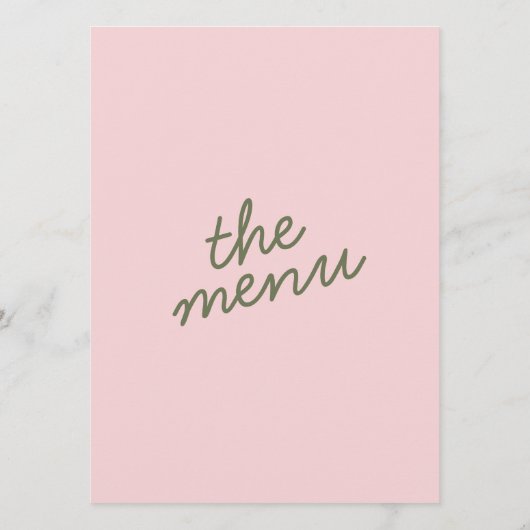 Modern Pink Green Whimsical Summer Fun Wedding メニュー (裏面)
