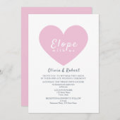 Modern Pink Heart Elopement Wedding 招待状 (正面/裏面)