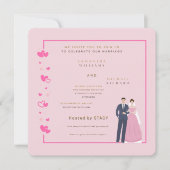 Modern Pink Heart Wedding Invitation - Customizabl セーブザデート (正面)