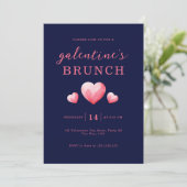 Modern Pink Hearts Galentine's Day Brunch 招待状 (スタンド正面)
