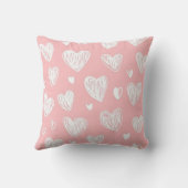 Modern Pink Hearts Monogram  クッション (裏面)