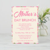 Modern Pink Ivory Floral Mother's Day Brunch 招待状 (スタンド正面)