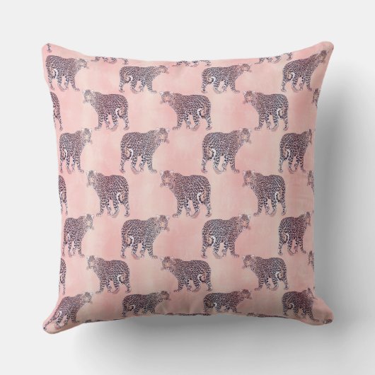 Modern Pink Leopard Animal Pattern クッション (裏面)