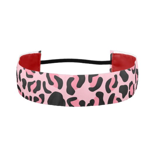 Modern Pink Leopard Pattern Animal アスレチックヘッドバンド (正面)