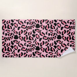 Modern Pink Leopard Pattern Animal ビーチタオル