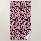 Modern Pink Leopard Pattern Animal ビーチタオル (正面)