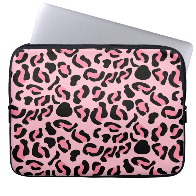 Modern Pink Leopard Pattern Animal ラップトップスリーブ (正面)