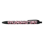 Modern Pink Leopard Pattern Animal 黒ボールペン (トップ)