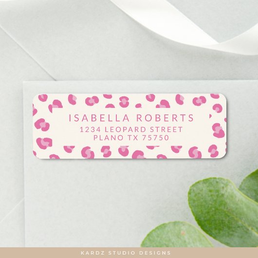 Modern Pink Leopard Print Chic Address Labels ラベル