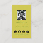 Modern Pink Lime Green Hair Styling Flat Design QR 名刺 (裏面)