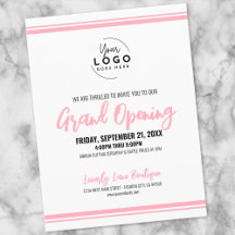Modern Pink Logo Business Grand Opening