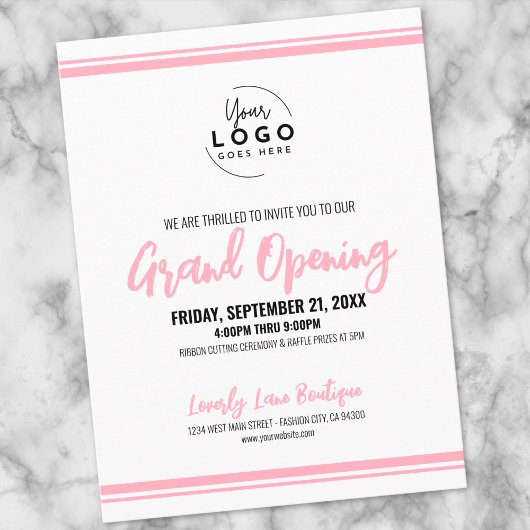 Modern Pink Logo Business Grand Opening ポストカード