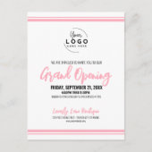Modern Pink Logo Business Grand Opening ポストカード (正面)