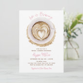Modern Pink Love Is Brewing Coffee Bridal Shower 招待状 (スタンド正面)