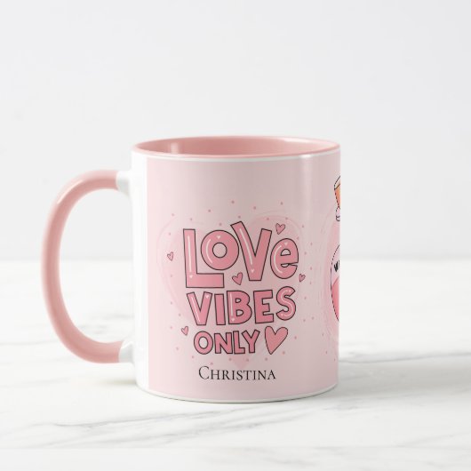 Modern Pink Love Vibes Only Love Position Name   マグカップ (左)