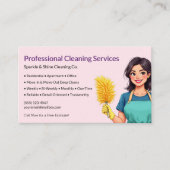 Modern Pink Maid House Cleaning Service 名刺 (正面)