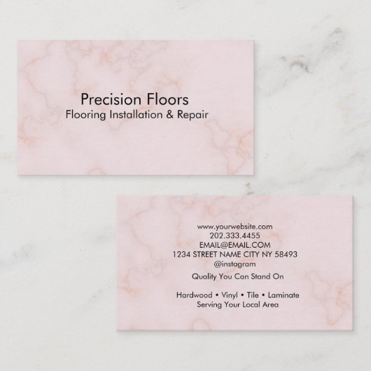 Modern Pink Marble Flooring Installation 名刺 (正面/裏面)
