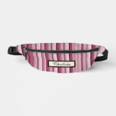 Modern Pink Mauve Striped Personalized Fanny Pack ファニーパック (正面)