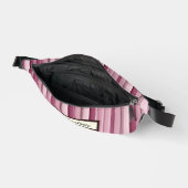 Modern Pink Mauve Striped Personalized Fanny Pack ファニーパック (見開き)