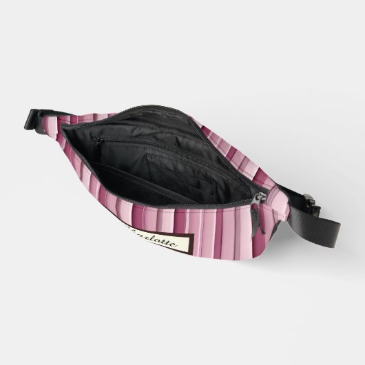 Modern Pink Mauve Striped Personalized Fanny Pack ファニーパック (見開き)
