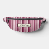 Modern Pink Mauve Striped Personalized Fanny Pack ファニーパック (レイダウン)
