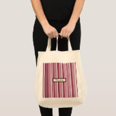 Modern Pink Mauve Striped Personalized Grocery  トートバッグ (正面(商品))