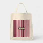 Modern Pink Mauve Striped Personalized Grocery  トートバッグ (正面)