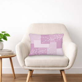Modern Pink Mauve White Botanical Accent Pillow アクセントクッション