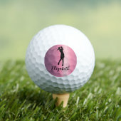 Modern Pink Metallic Look Lady Golfer Custom Name ゴルフボール (インサイチュ 木)